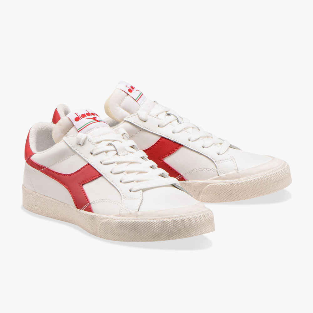 Diadora Melody Leather Dirty Freizeitschuh, weiss/rot