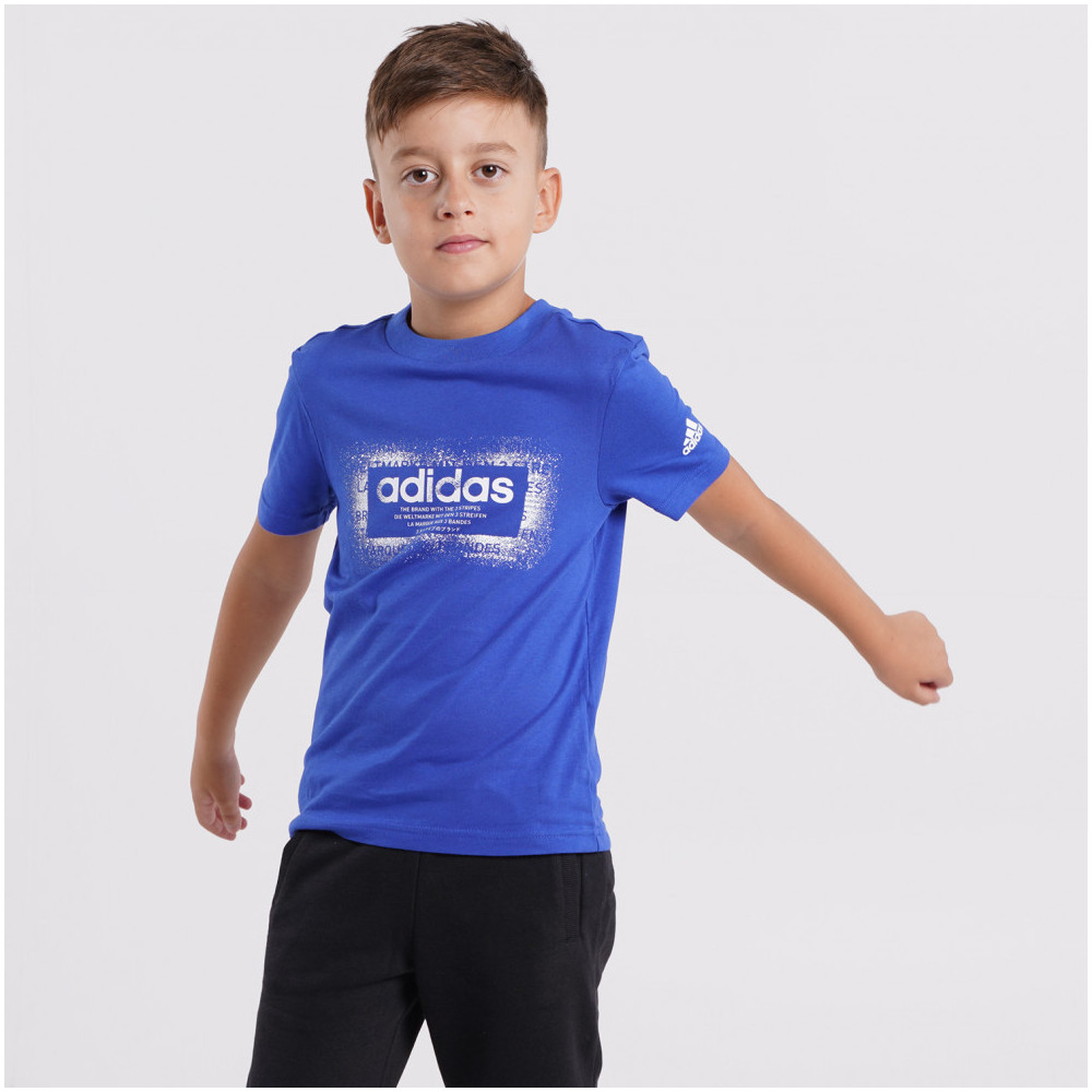 Adidas Kinder Freizeitshirt, blau/weiss