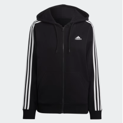 Adidas Essentials 3-Streifen Kapuzenjacke, schwarz