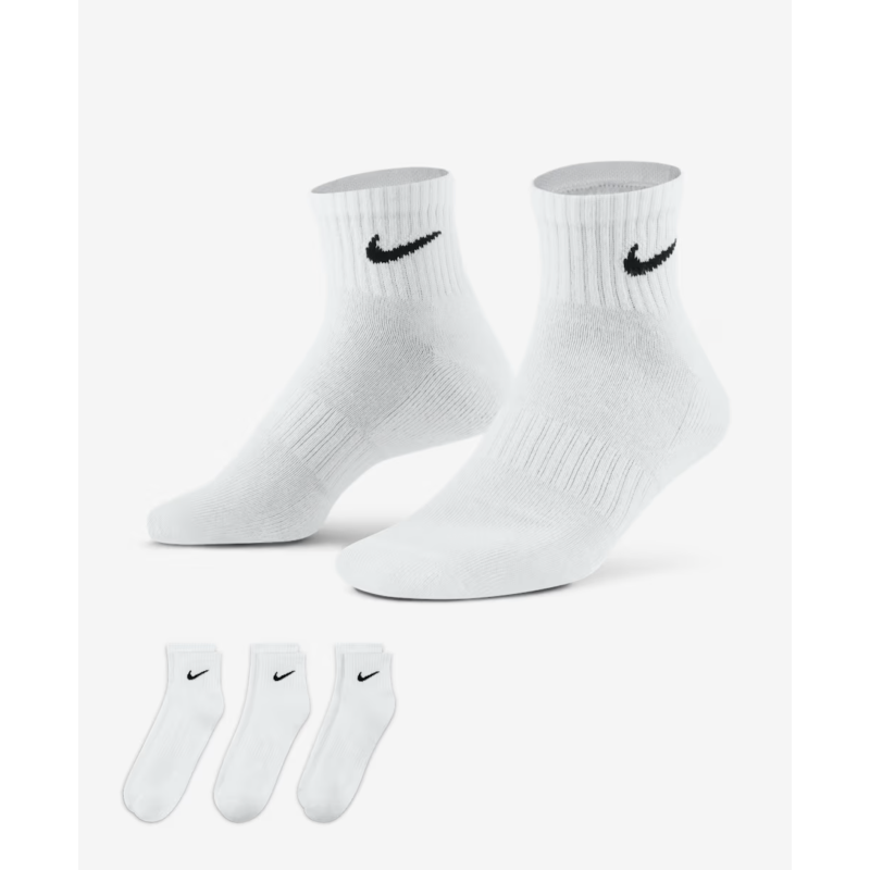 Nike Everyday Cushioned Trainings-Knöchelsocken (3 Paar), weiss