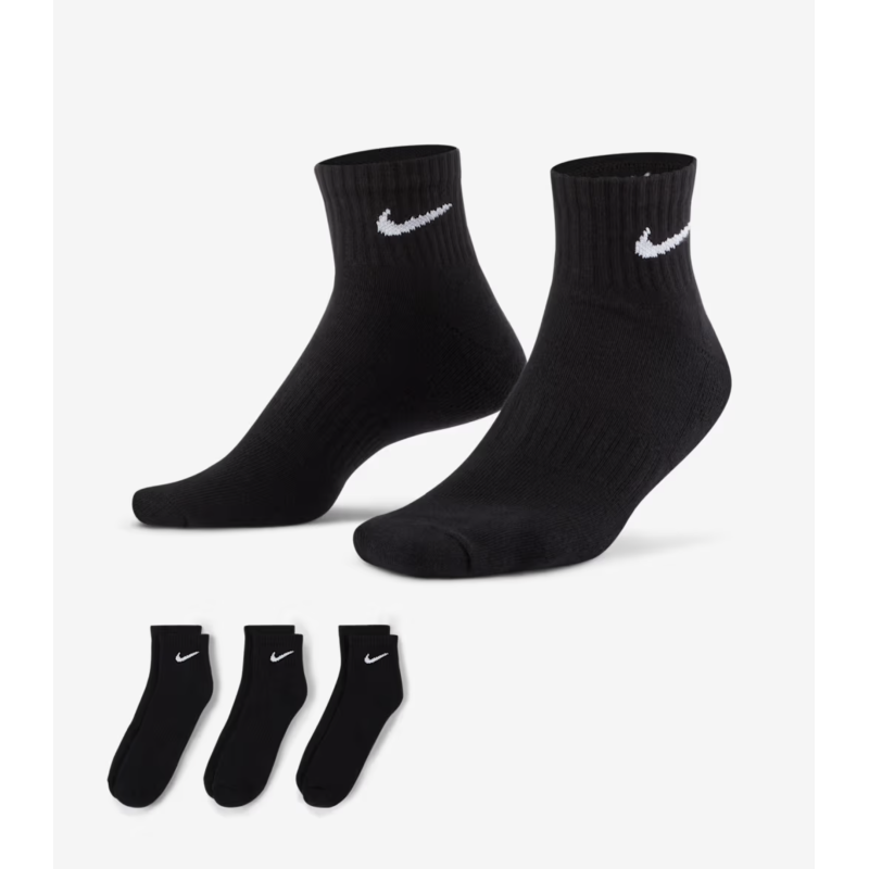 Nike Everyday Cushioned Trainings-Knöchelsocken (3 Paar), schwarz