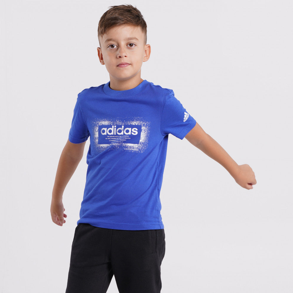 Adidas Kinder Freizeitshirt, blau/weiss
