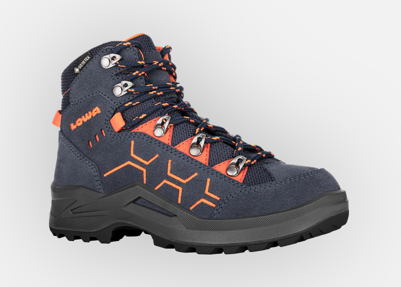 Lowa Kody Evo GTX MID Kinder Wanderschuh (bis Grösse 35), stahlblau/orange