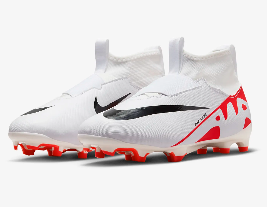 Nike Mercurial Superfly 9 Academy Junior Fussballschuh, weiss/rot
