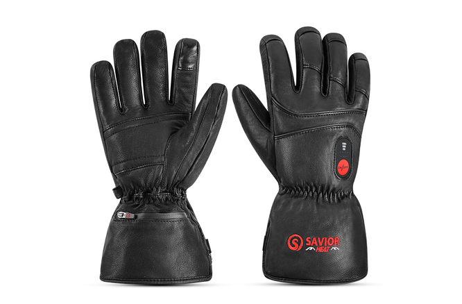SAVIOR Wintersport Polar Leder Handschuh, schwarz