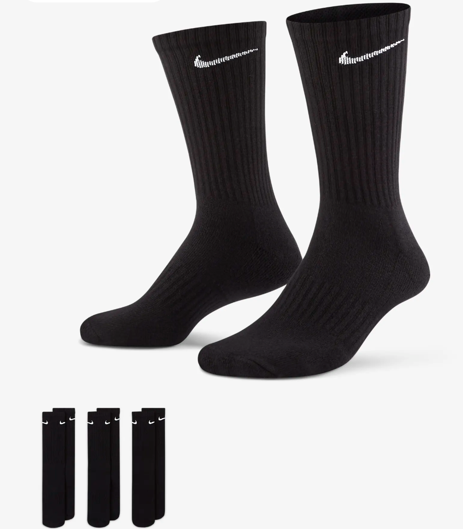 Nike Everyday Cushioned Socken (3 Paar), schwarz