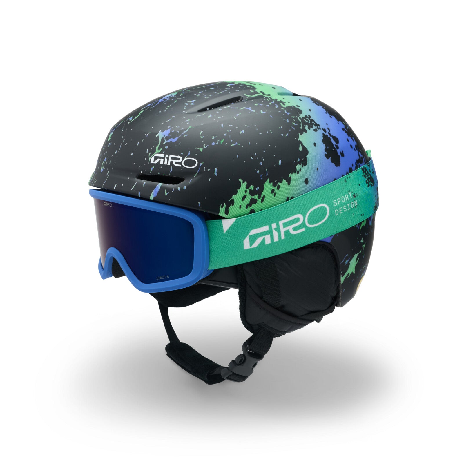 Giro Spur Combo Junior Skihelm, matte blue/green surge
