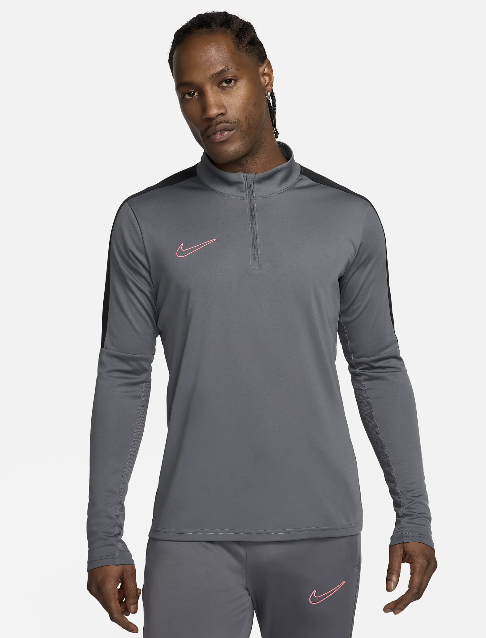 Nike Dri-FIT Academy Fussballoberteil mit Halbreissverschluss, grau