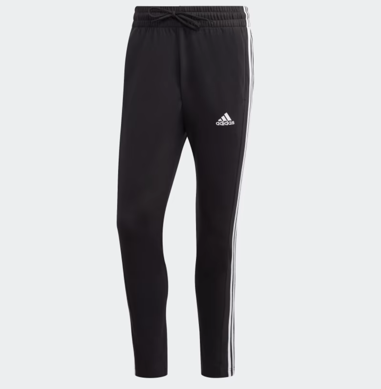 Adidas Essentials Single Jersey Tapered Open Hem 3-Streifen Hosen Herren, schwarz