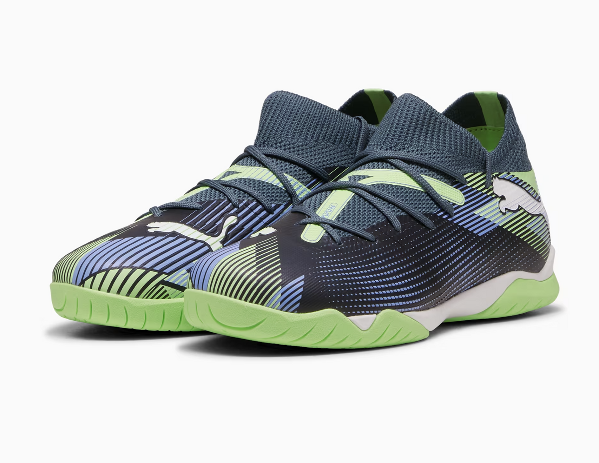 Puma Future 7 Match IT Junior Fussballhallenschuh, grau/grün