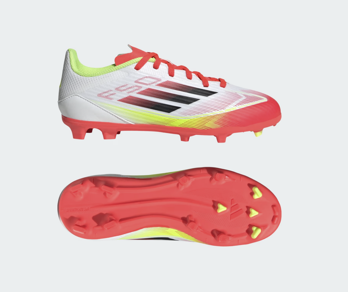 Adidas F50 League FG/MG Junior Fussballschuh, weiss/solar