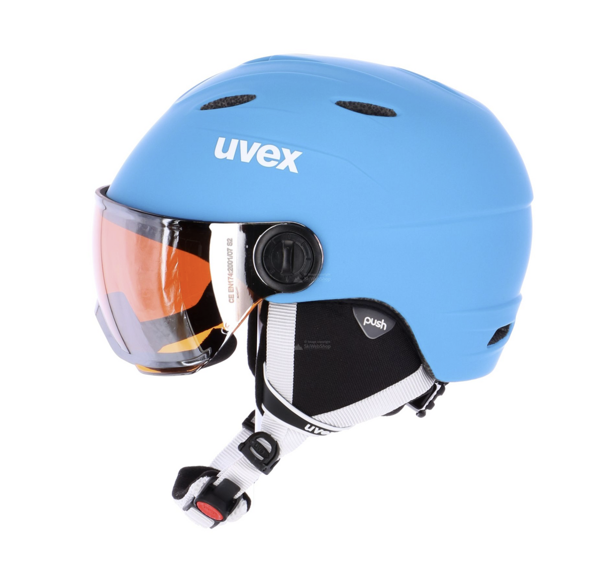 Uvex Visor Pro Junior Skihelm, hellblau/weiss