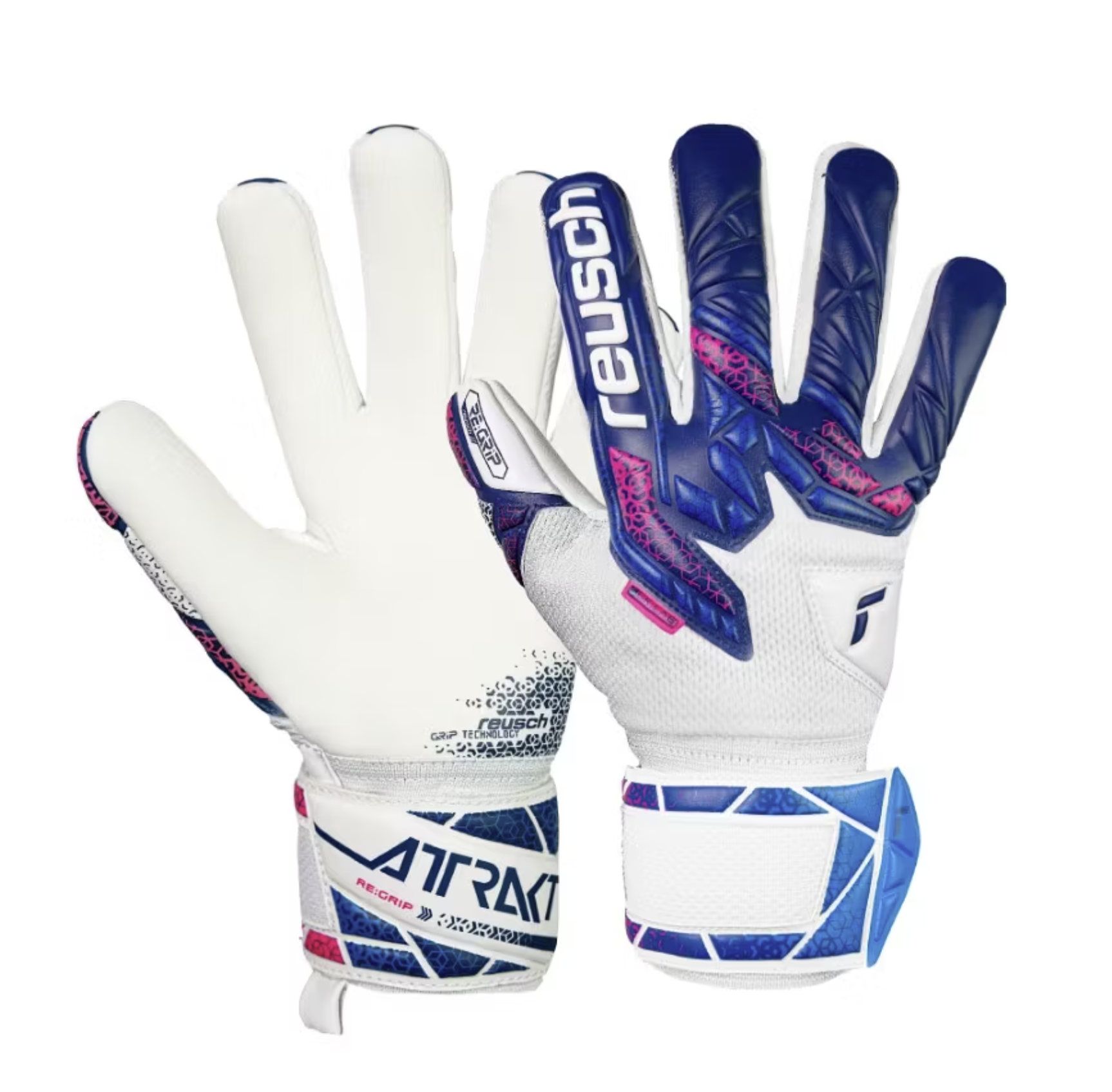 Reusch Attrakt RE:GRIP NC Junior Torwarthandschuh, blau/pink/weiss