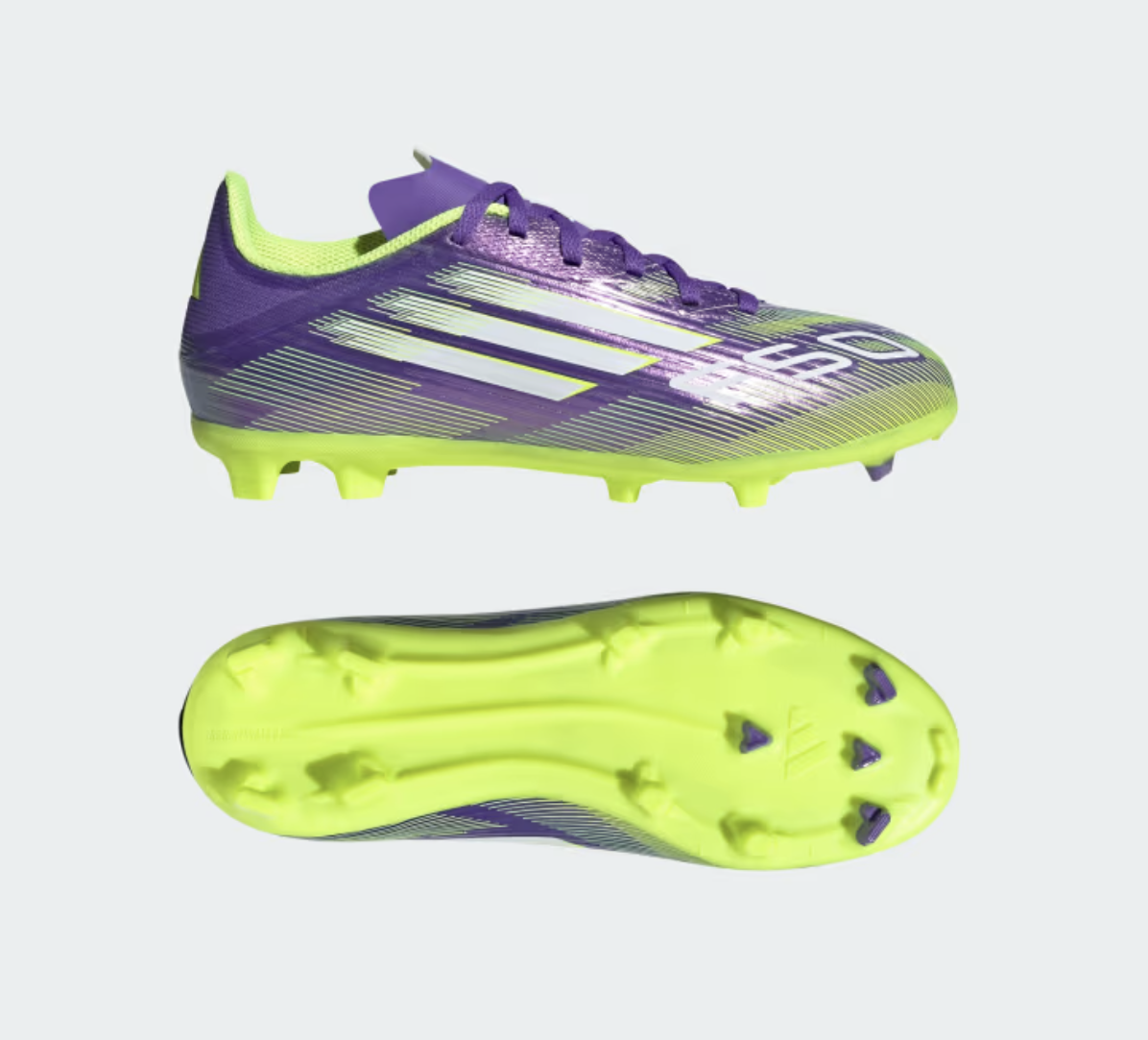 Adidas F50 League FG/MG Junior Fussballschuh, lila/lemon