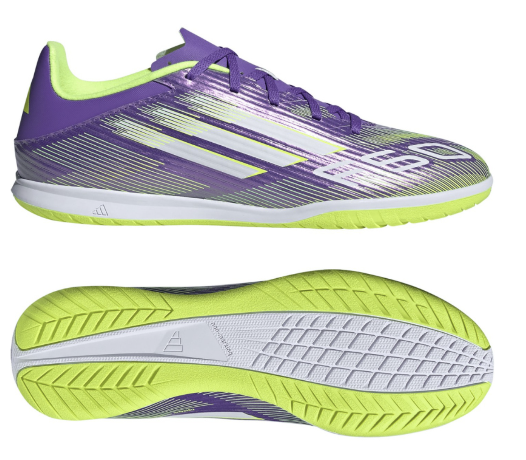 Adidas F50 Club Fussballhallenschuhe, lila/gelb