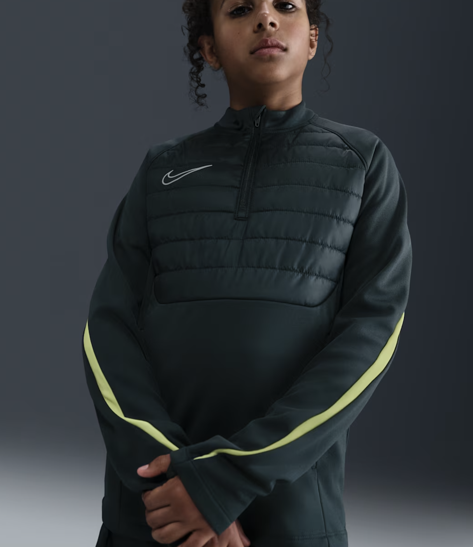 Nike Therma-FIT Academy Kinder Fussball-Trainingsoberteil, seaweed/limelight
