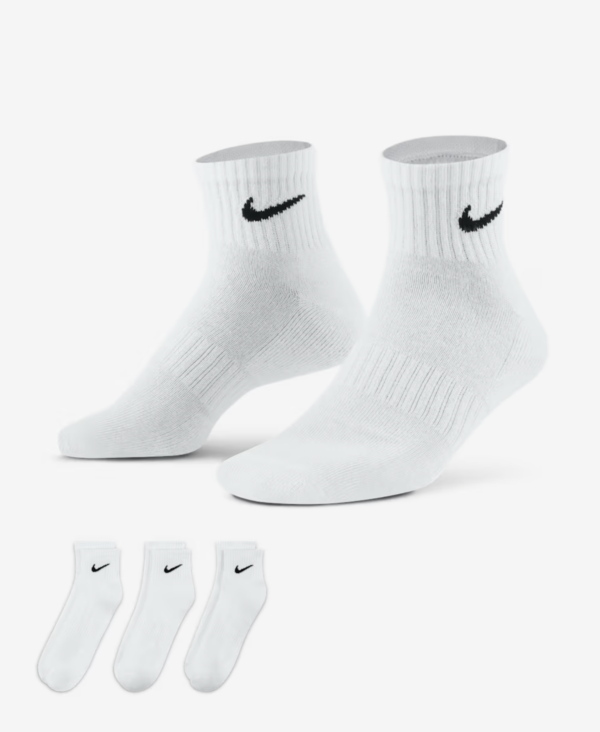 Nike Everyday Cushioned Trainings-Knöchelsocken (3 Paar), weiss