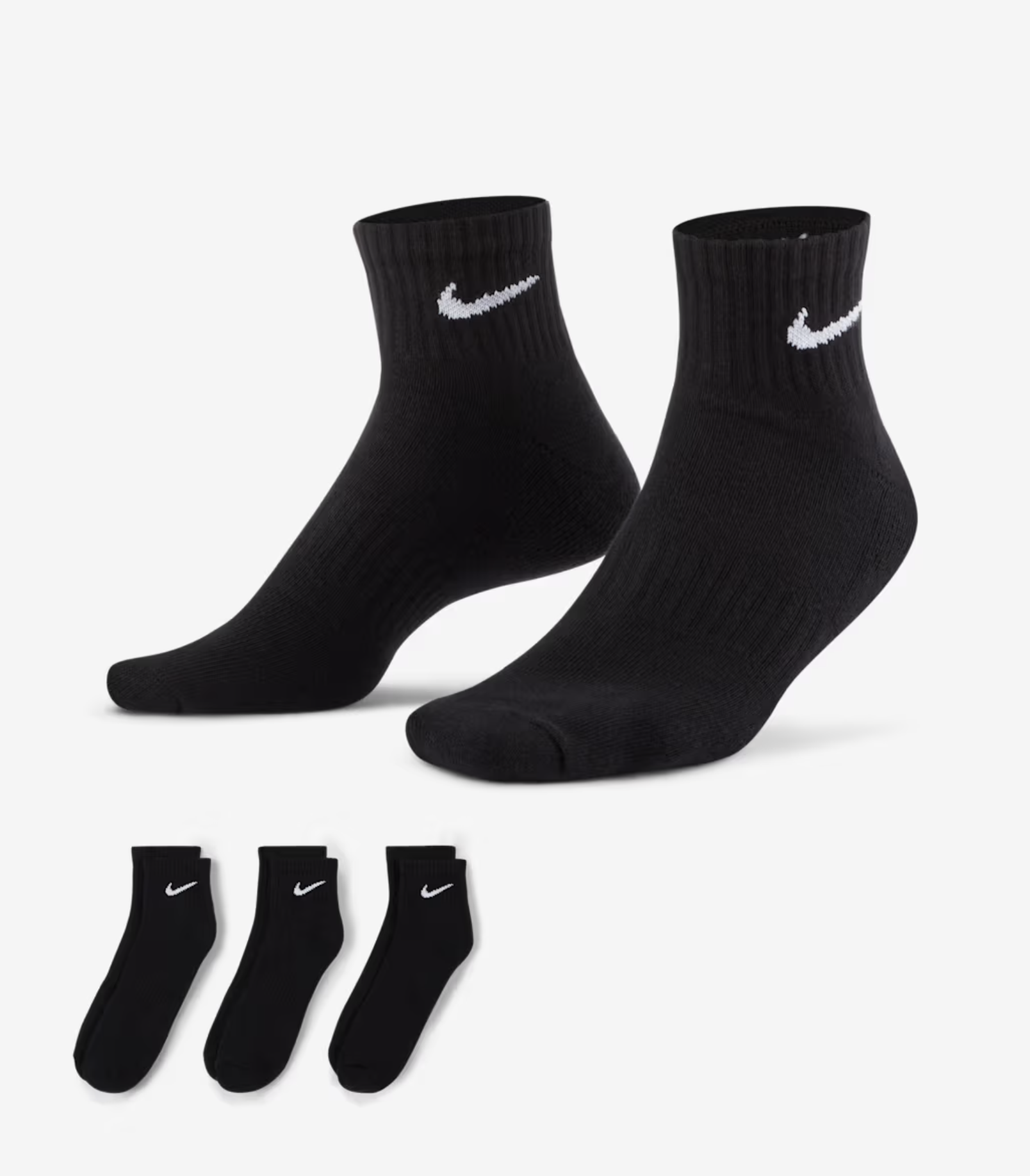 Nike Everyday Cushioned Trainings-Knöchelsocken (3 Paar), schwarz