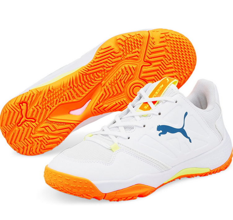 Puma Accelerate Turbo Junior Hallenschuh, weiss/orange