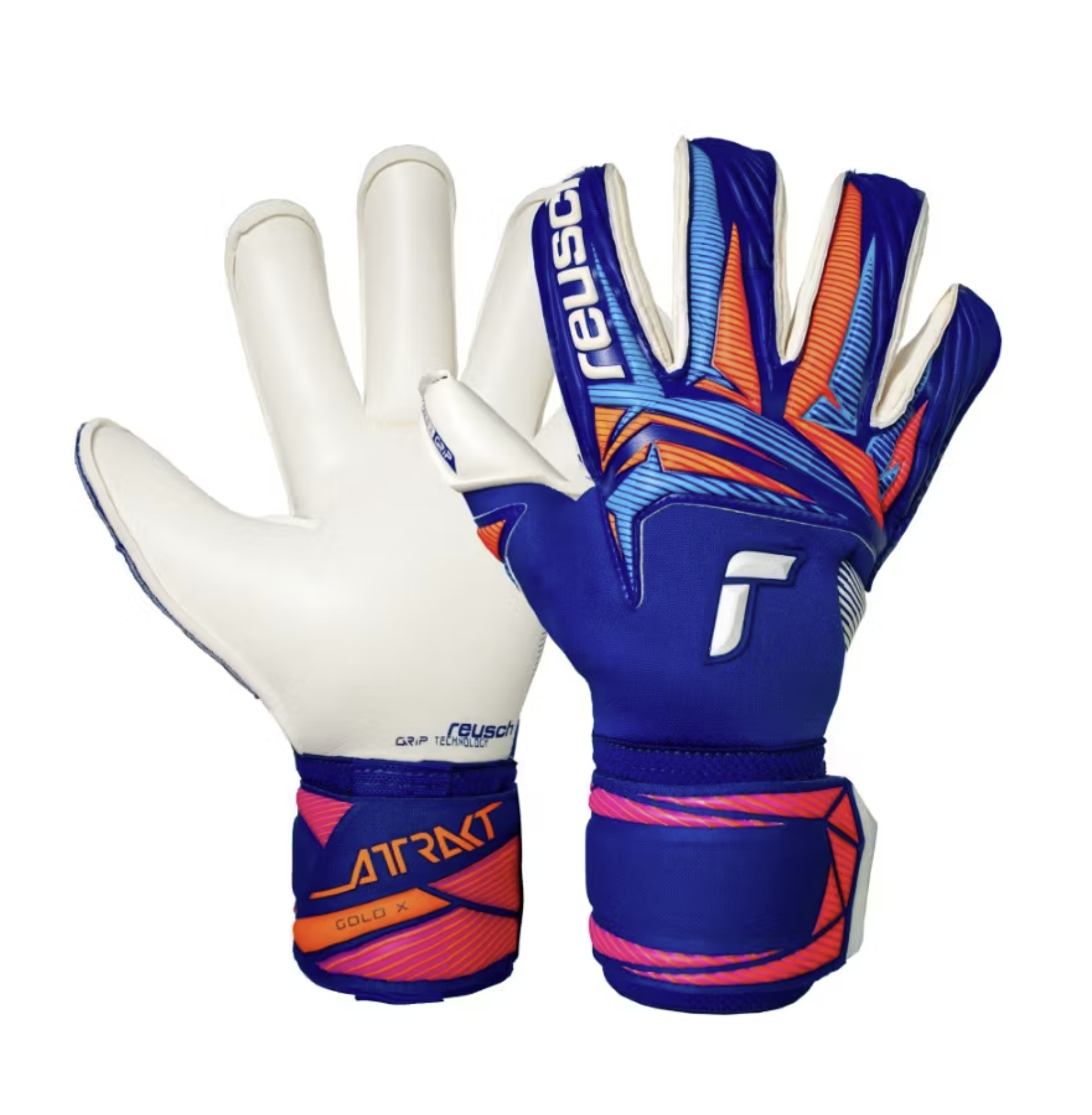 Reusch Attrakt Gold X Roll Finger Torwarthandschuh, blau/weiss/orange