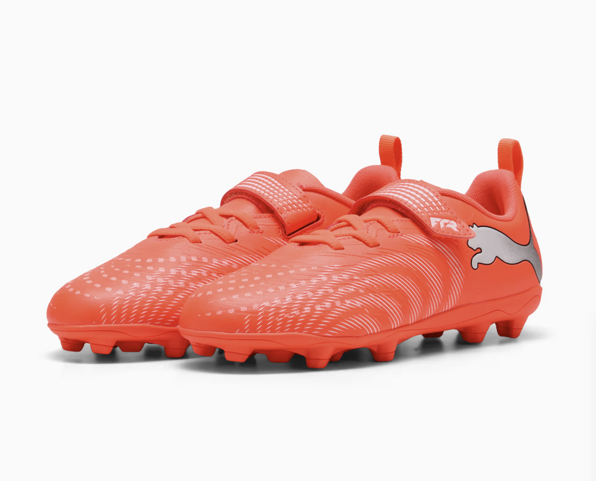 Puma Future 9 Play V FG/AG Junior Fussballschuhe, rot/weiss/schwarz