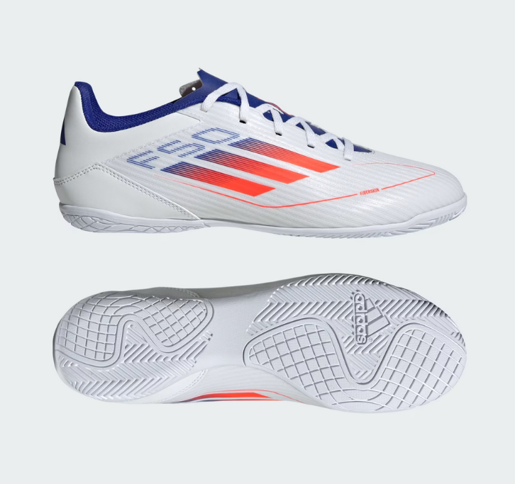 Adidas F50 Club IN Fussballhallenschuh, weiss/blau